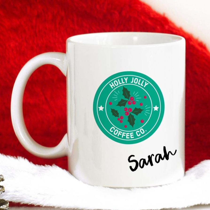 Personalised Holly Jolly Coffee Co Mug