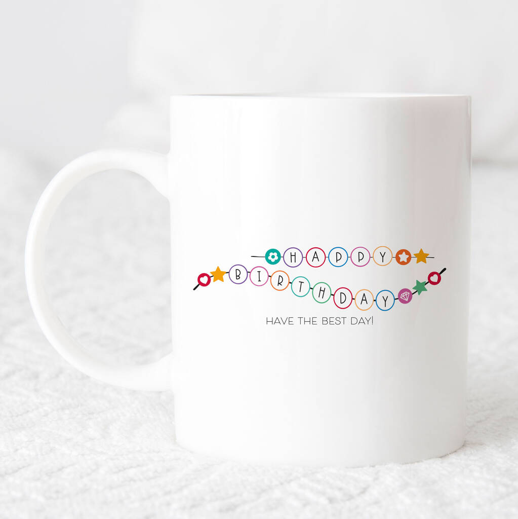 Happy Birthday Personalised Friendship Bracelet Mug