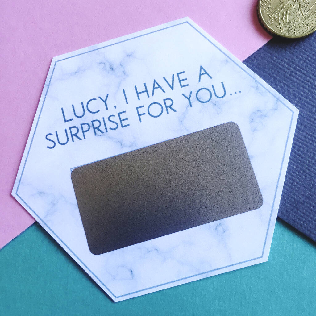 Hexagon Personalised Message Surprise Scratchcard