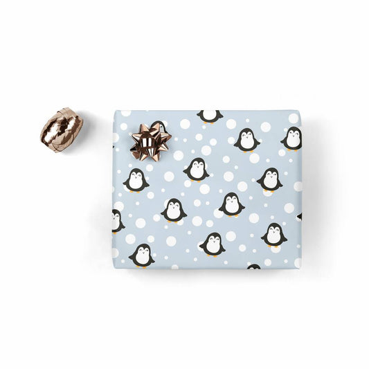 Penguin Pom Pom Gift Wrap Set