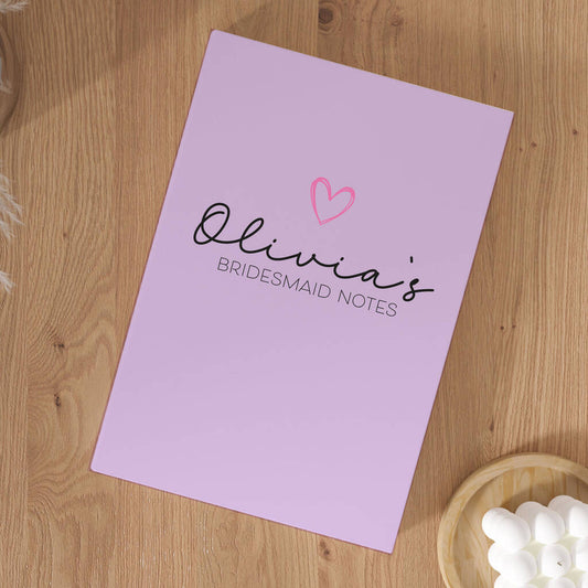 Personalised Bridesmaid Notes Wedding Planning Notebook