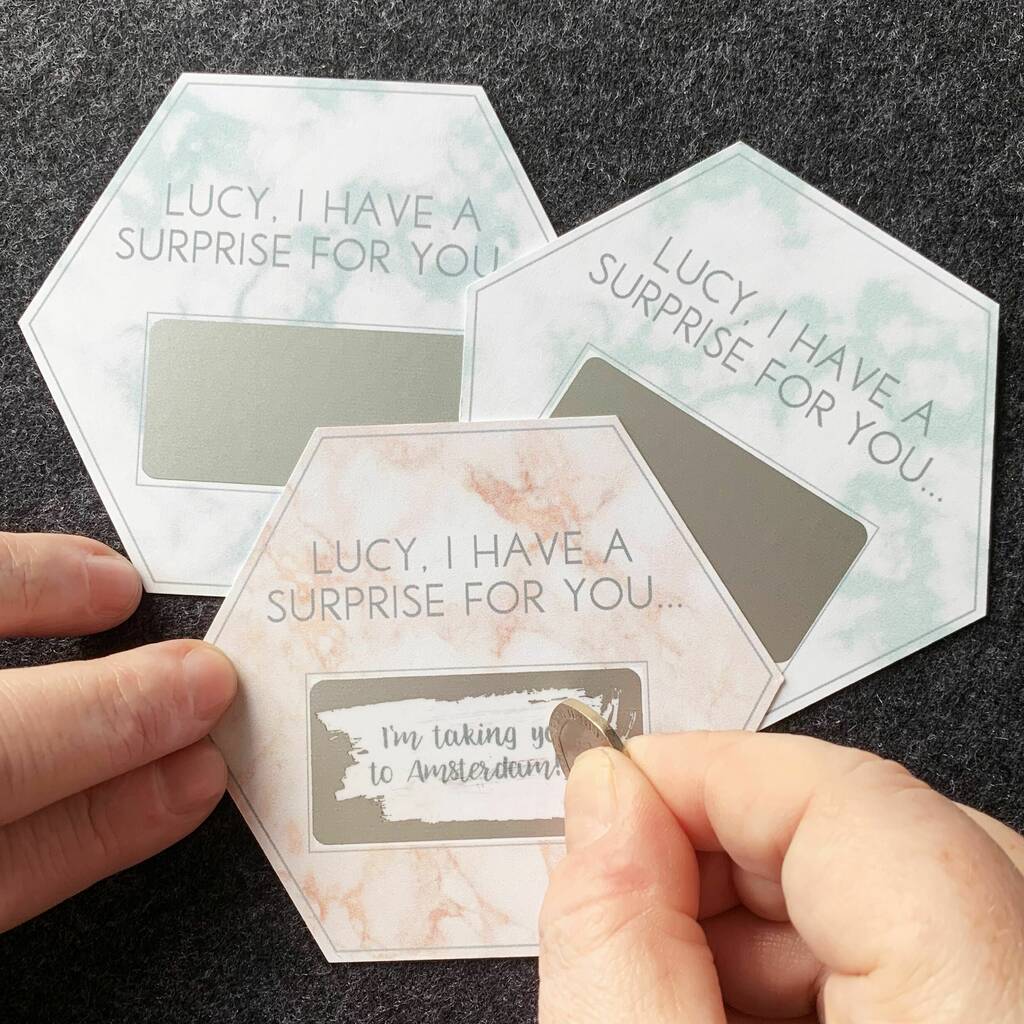 Coloured Marble Hexagon Personalised Scratchcard