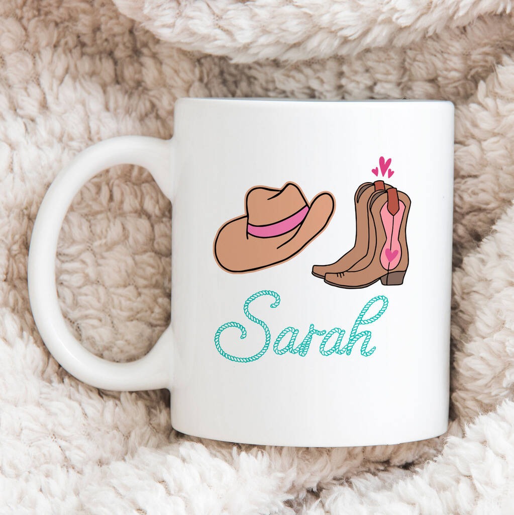 Personalised Cowboy Boots Name Mug