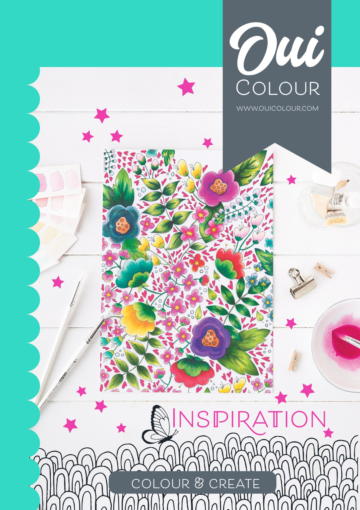 Oui Colour Floral Inspiration Colour and Create Colouring Book for Crafters and Colourists