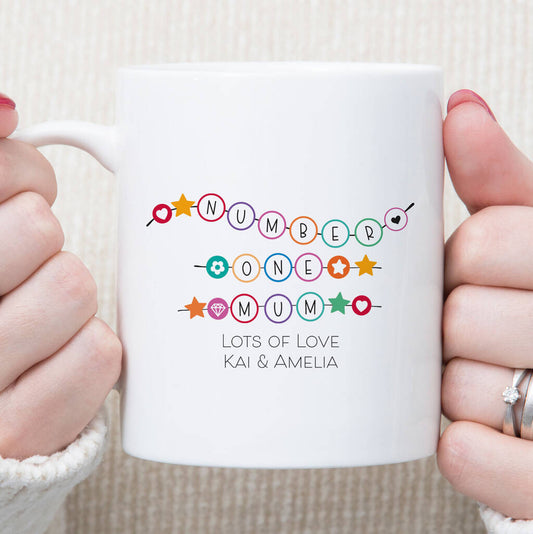 Number One Mum Personalised Friendship Bracelet Mug