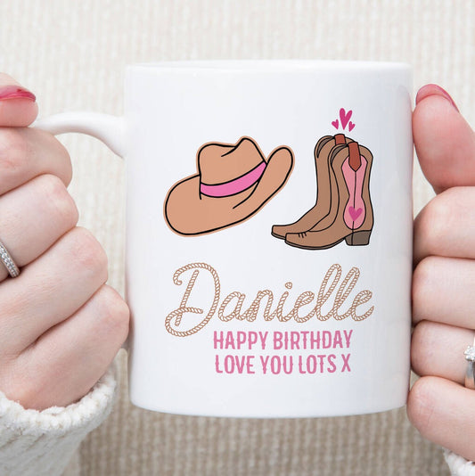 Personalised Cowboy Boots Message Mug