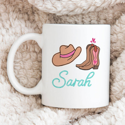 Personalised Cowboy Boots Name Mug